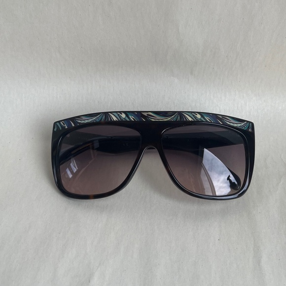 Emilio Pucci EP0008 Italy Shield Sunglasses Havana Gradient Smoke Abstract Print - Picture 14 of 14
